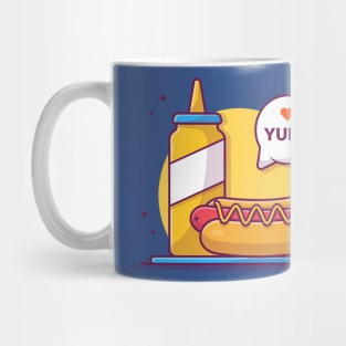 Hot dog With Mustard Cartoon Vector Icon Illustration Mug